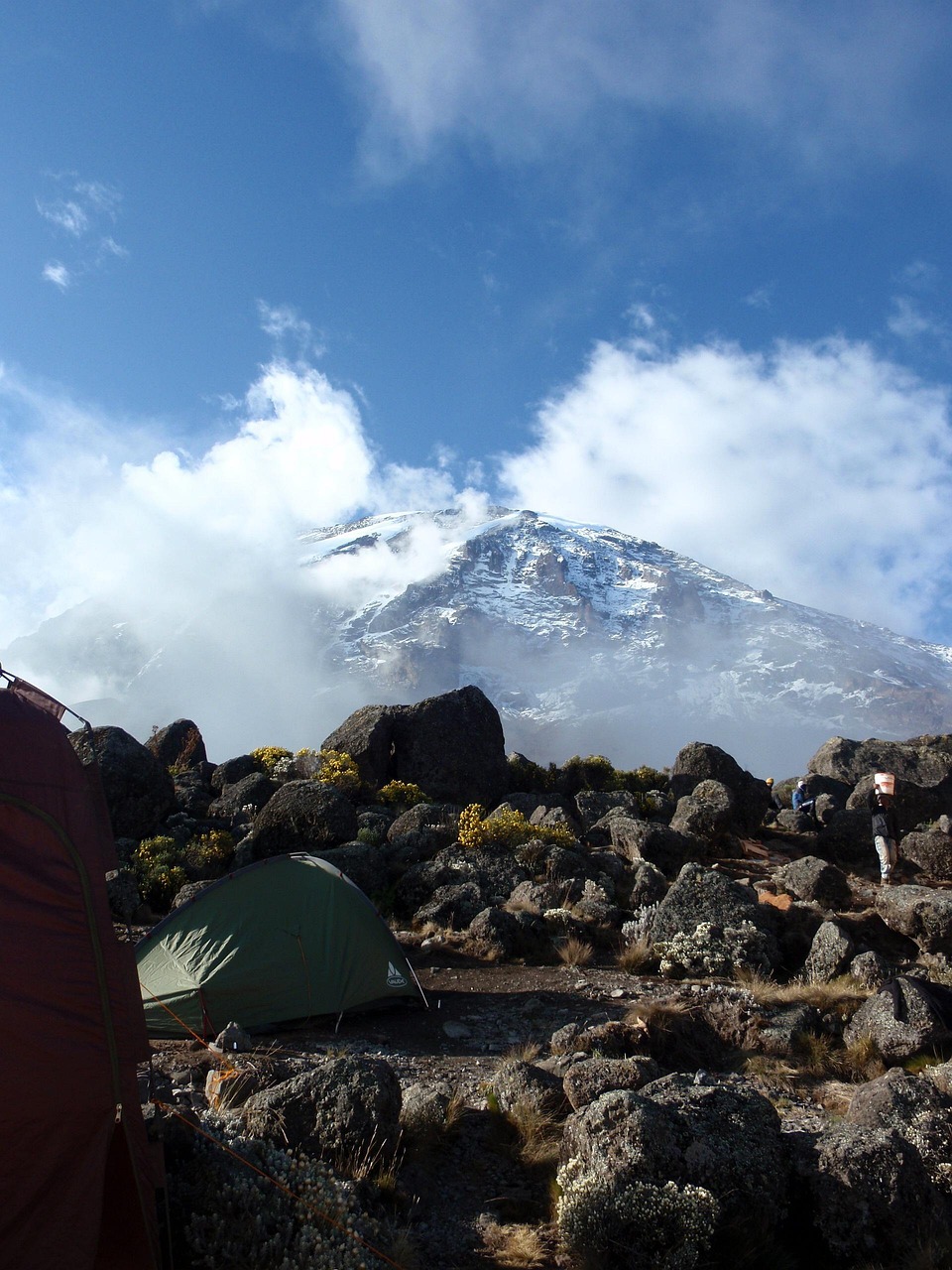 kilimanjaro, mountain, africa, mountains, tanzania, mountaineering, rocks, walk, nature, tent